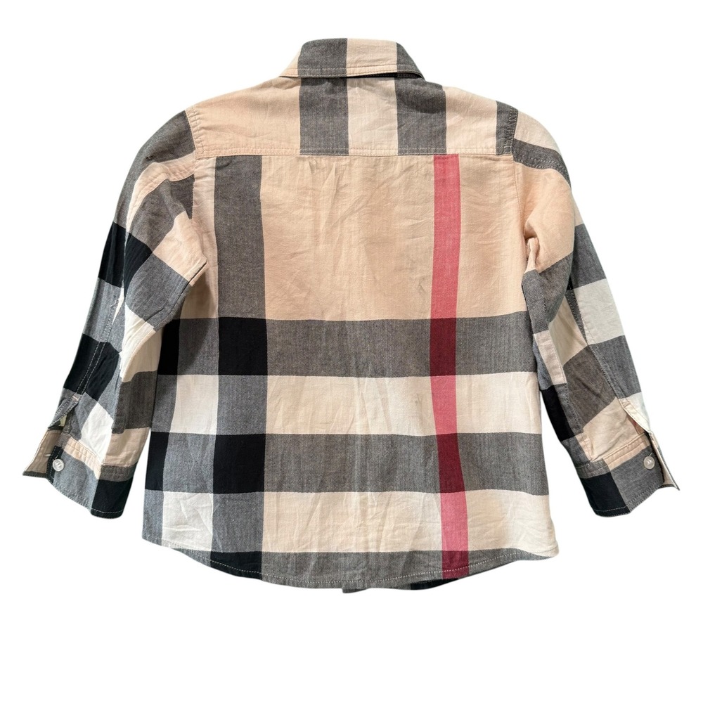 Burberry Children Boys Mega Check Button Down Shirt Beige 4Y 104cm Long Sleeve - Picture 2 of 11